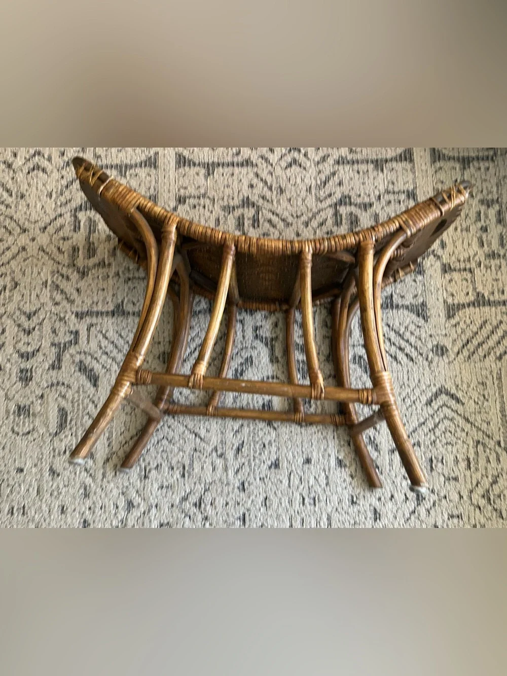 Vintage Woven Rattan Accent Bench - Brown